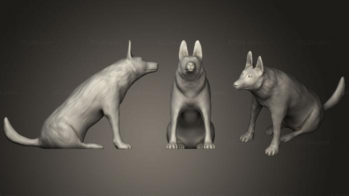 Статуэтки животных (Немецкая овчарка, STKJ_1001) 3D модель для ЧПУ станка